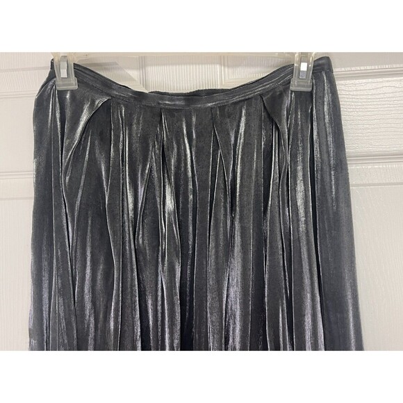 AGB Metallic Silver Accordion Zipper Back Maxi Skirt Womens Size Large See Meas. - Picture 3 of 6